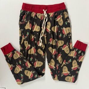 Burts Bees Pajama Pants Jogger Organic Cotton Jolly Reindeer Red Women XS